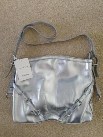 Image 2 of Silver Leather Shoulder Bag Brand New