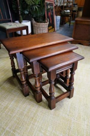 Image 17 of Vintage Old Charm Nested Tables Solid Oak Early 21st Century