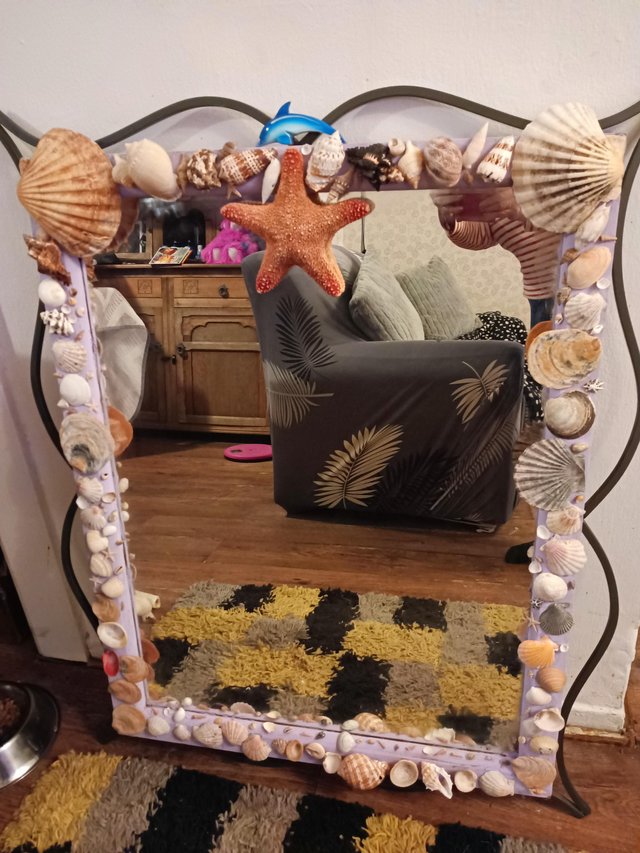 Preview of the first image of Sea shell mirror hand made a bargain.