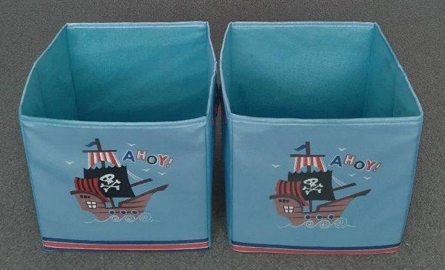 Preview of the first image of 2 Kids Fabric Pirate Ship Folding Storage Boxes.