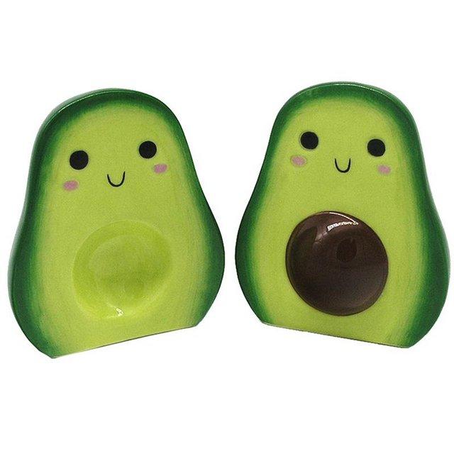 Preview of the first image of Cute Avocado Salt and Pepper Set. Free uk Postage.