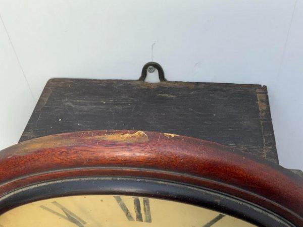 Image 2 of Fusee wall clock convex glass mahogany case Georgian