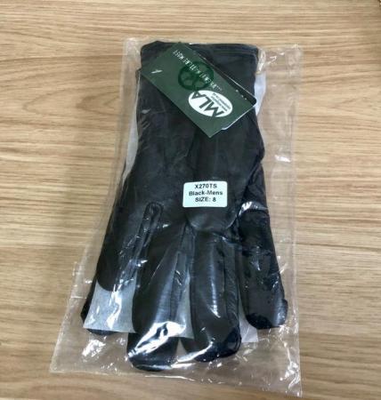 Image 1 of NEW in pack, men’s black leather Thinsulate gloves, size 8