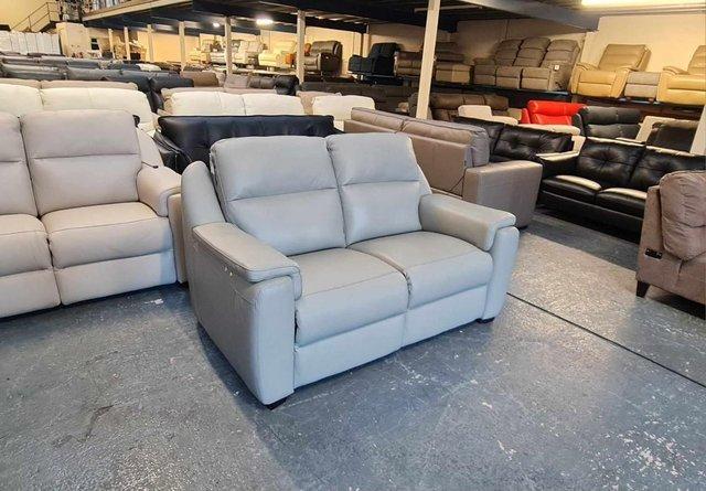 Image 5 of Parma/Strauss grey leather electric recliner 2 seater sofa