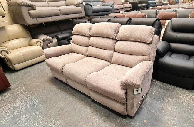 Image 5 of La-z-boy Tulsa grey fabric manual recliner 3 seater sofa