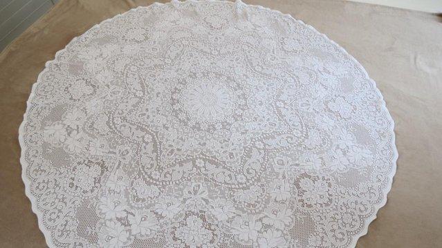 Preview of the first image of Laura Ashley Vintage Lace Round Tablecloth.