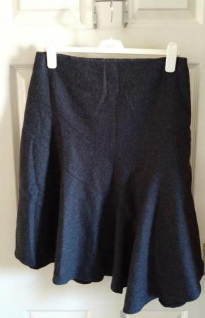 Image 3 of Next grey woollen pleated asymmetrical skirt- size 14 (UK)