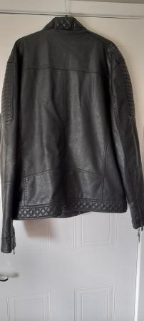 Image 3 of Mens Black Faux Leather Jacket size XL