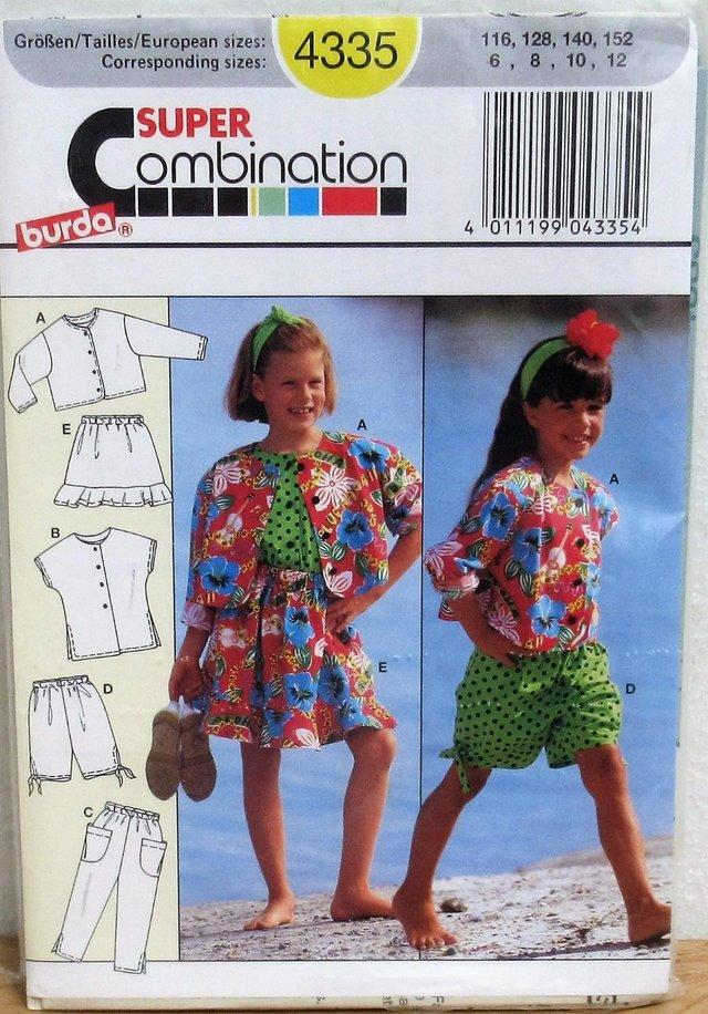 Preview of the first image of Burda Sewing Pattern 4335 Girls Shorts, skirt, top etc.