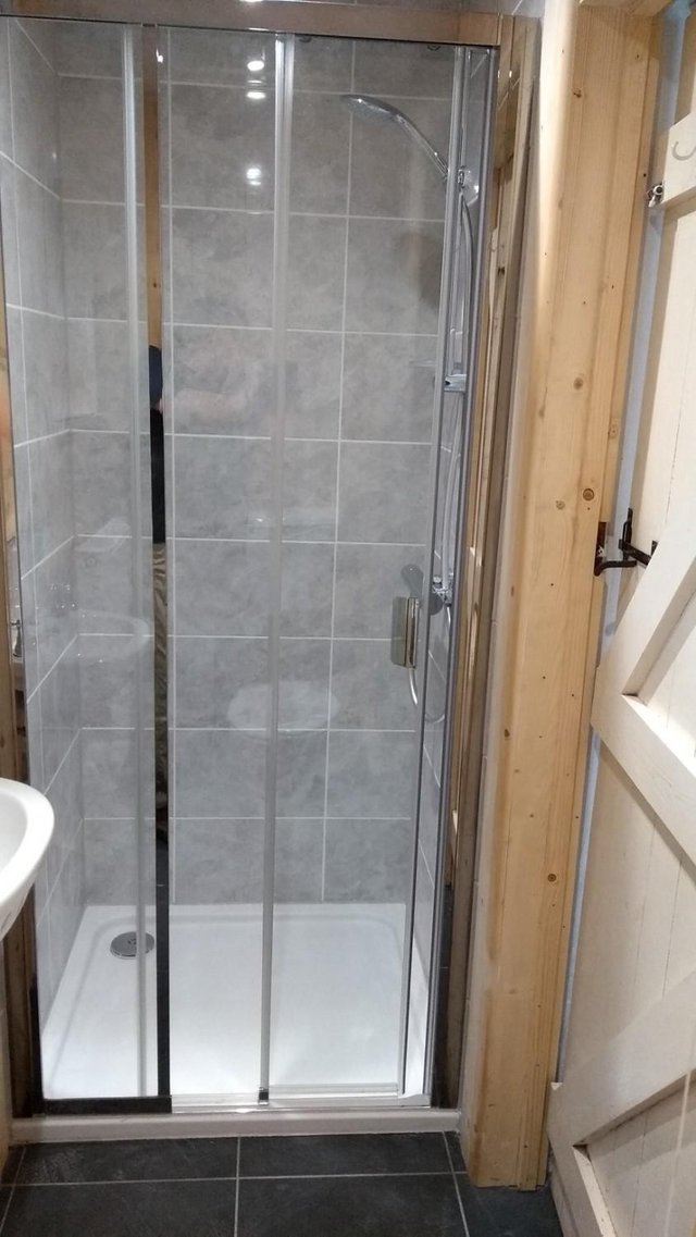 Preview of the first image of Shower door by Novellini - glass chrome framed double slider.