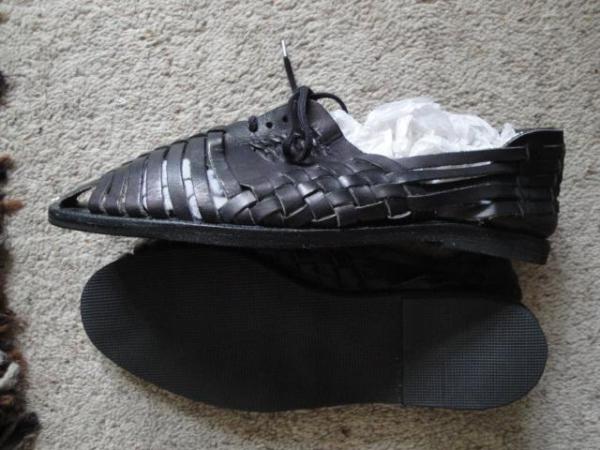 Image 1 of New Black Sandals, Mesh Leather Uppers Size 11 (C327)