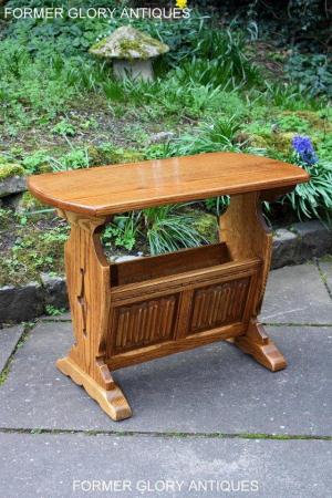 Image 68 of AN OLD CHARM VINTAGE OAK MAGAZINE RACK COFFEE LAMP TABLE