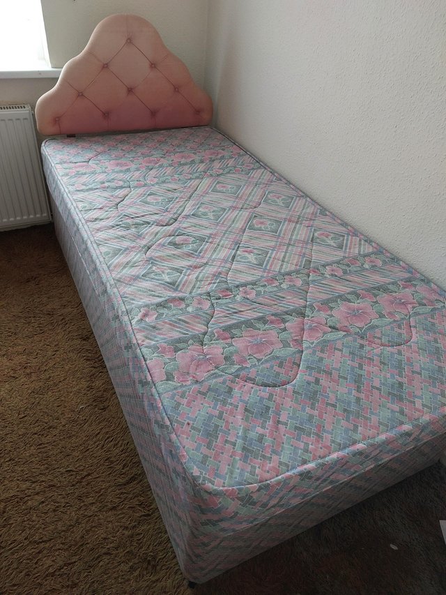 Preview of the first image of SINGLE DIVAN BED WITH MATTRESS.