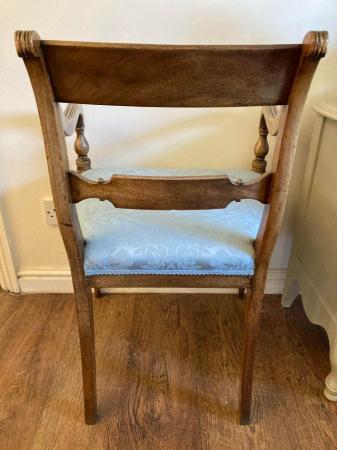 Image 1 of Pair Edwardian wooden upholstered seat chairs