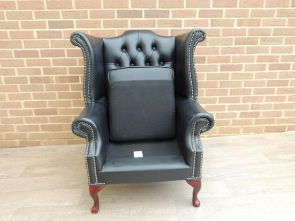 Image 13 of Chesterfield Black Queen Anne Armchair (UK Delivery)