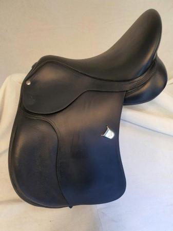Image 1 of BATES 16.5" GP wide black saddle. As new!