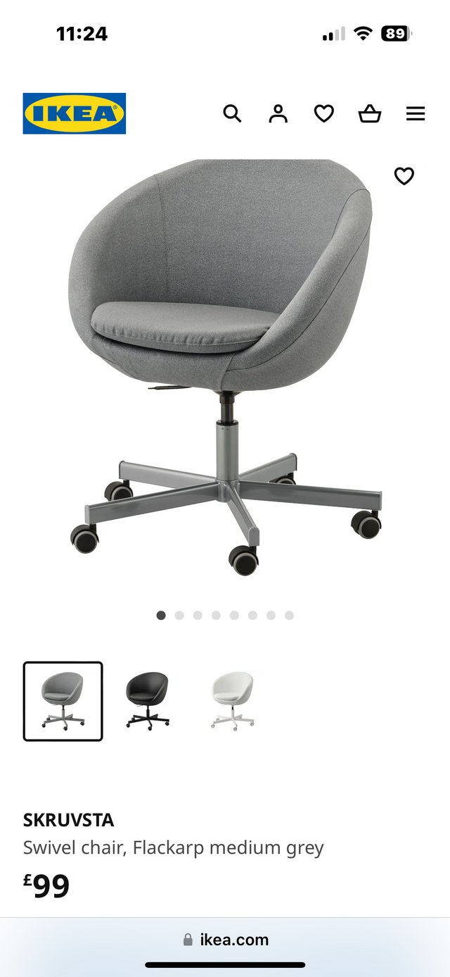 Preview of the first image of Ikea SKRUVSTA Swivel Chair Grey.