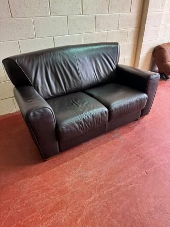 Image 2 of 2 seat black leather sofa