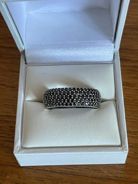 Preview of the first image of THOMAS SABO STERLING SILVER & BLACK CZ RING  SIZE 58.