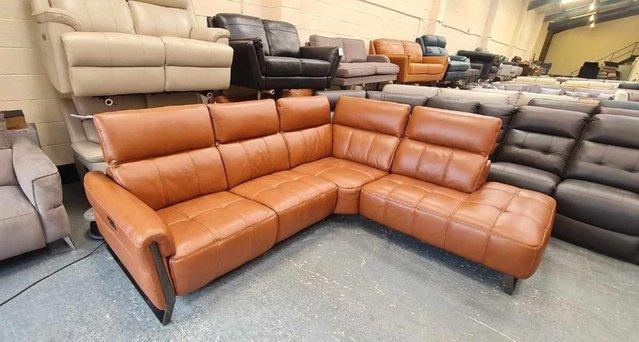 Image 17 of Packham Metz caramel leather electric recliner corner sofa