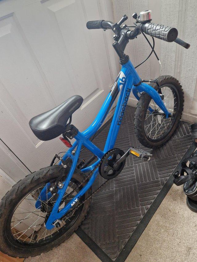 Preview of the first image of Kids 16"ridgeback bike blue and black.