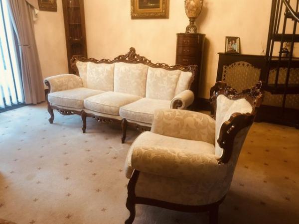 Image 1 of French antique style sofa and chair