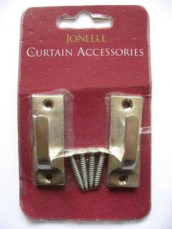 Image 1 of Jonelle Pair Silver Chrome Metal Tassel Hook Holdbacks Tieba
