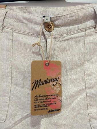 Image 7 of Mantaray MTY Crosshatch Linen Blend Trousers UK 12 Cropped