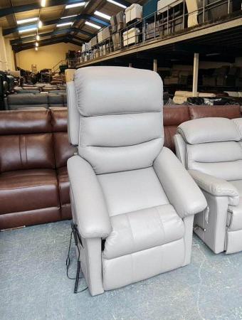 Image 6 of La-z-boy Tulsa grey leather Rise and Lift electric armchair