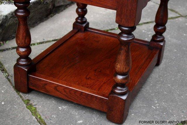 Image 19 of AN OLD CHARM TUDOR BROWN CARVED OAK BEDSIDE PHONE LAMP TABLE