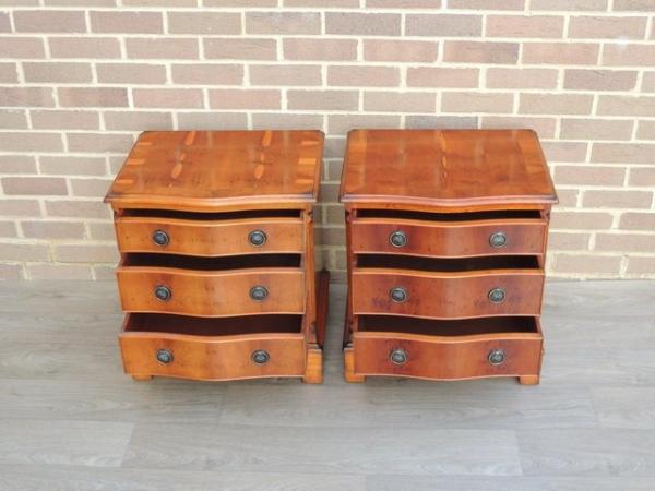 Image 8 of Pair of Burr Wood Bedside Chests (UK Delivery)
