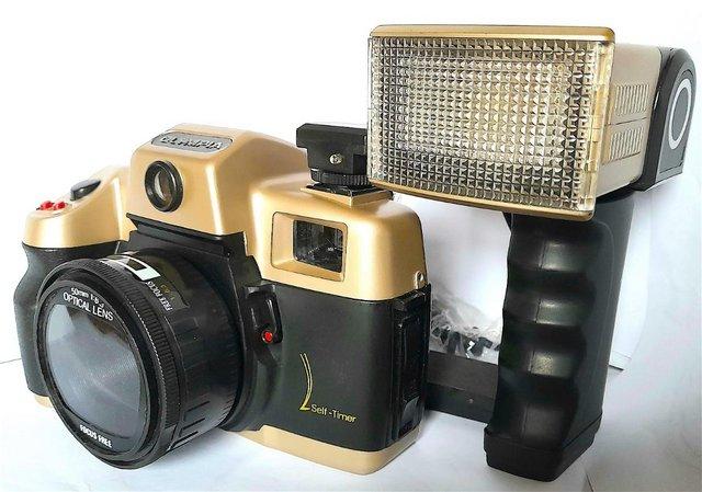 Preview of the first image of UNUSED 35 mm OLYMPIA GOLD FILM CAMERA SET.