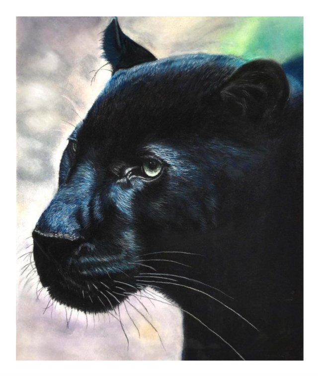 Preview of the first image of Limited Edition Glicee Print of Pastel Art - "Black Panther".