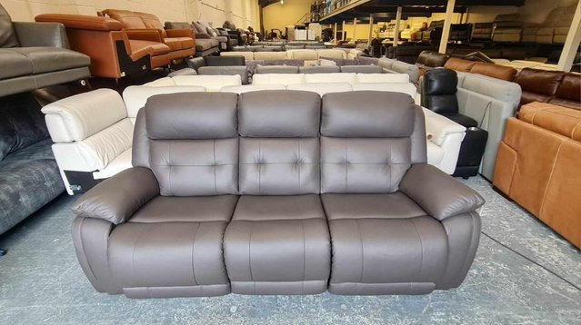 Image 4 of La-z-boy El Paso brown leather electric 3 seater sofa