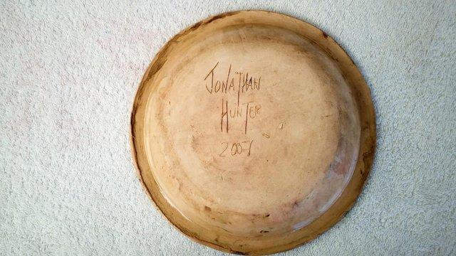 Image 3 of NAIVE HOME MADE FOLK STYLE TEXT CLAY FIRED PLATE