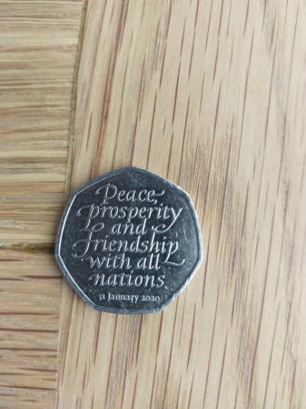 Image 2 of 2020 Brexit "Peace, Prosperity and Friendship" 50p Coin