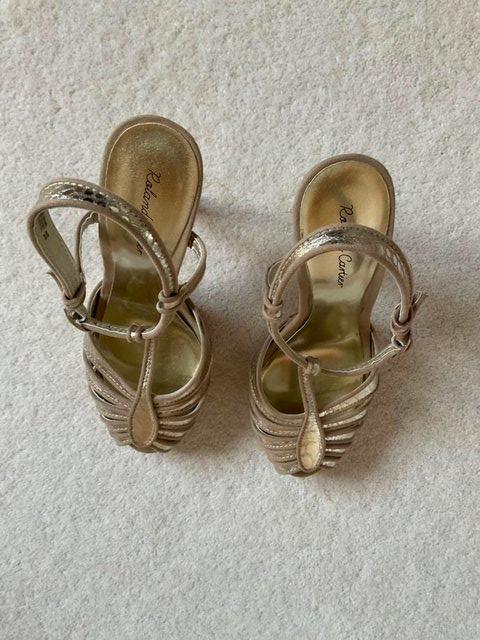 Preview of the first image of ROLAND CARTIER Ladies Gold Sandals.