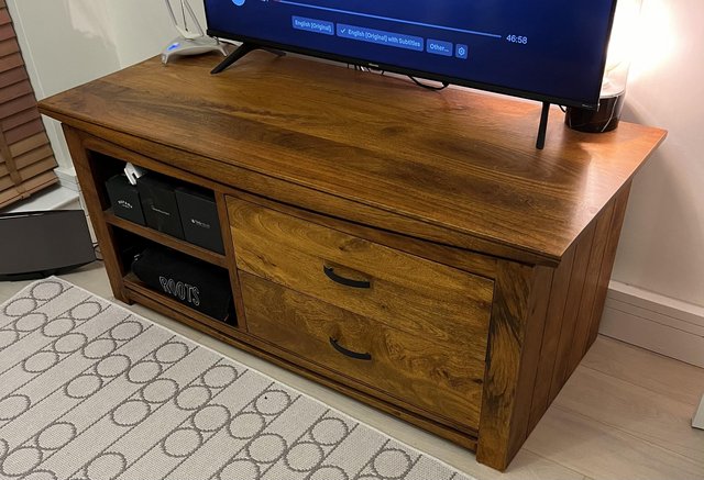 Image 2 of Mango wood TV stand in mint condition