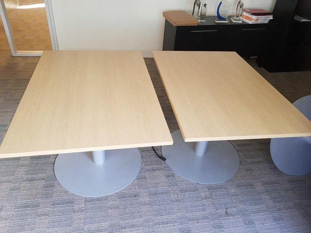 Preview of the first image of Rectangular office/meeting table w/ circular chrome stand.
