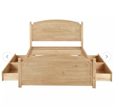 Image 3 of Like New King Size Pine Wooden bed- including Mattress