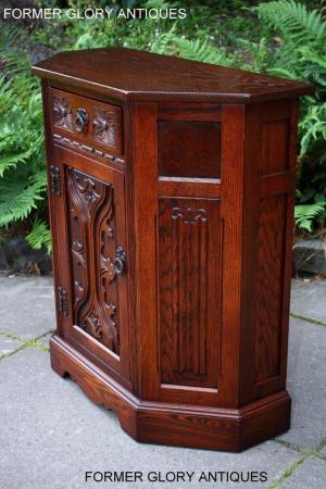 Image 94 of OLD CHARM TUDOR OAK CANTED HALL TABLE CABINET CUPBOARD STAND