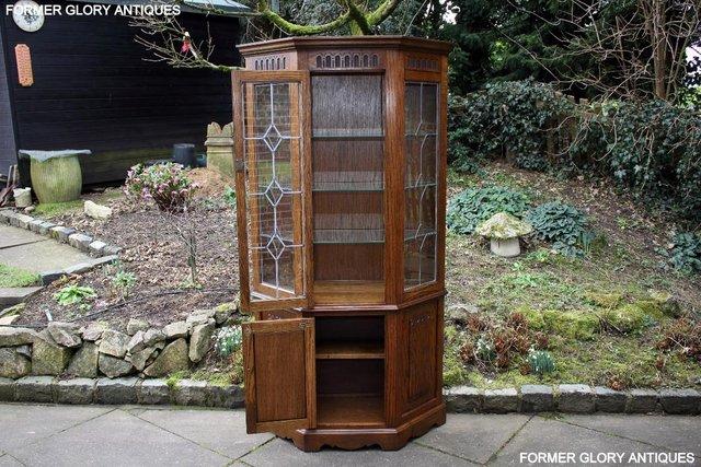 Image 101 of OLD CHARM LIGHT OAK CANTED CHINA DISPLAY CABINET STAND UNIT