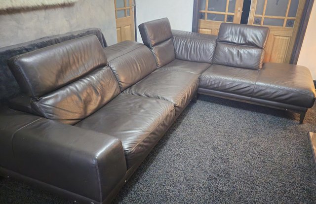 Image 2 of Natuzzi luxury corner sofa in dark chocolate leather