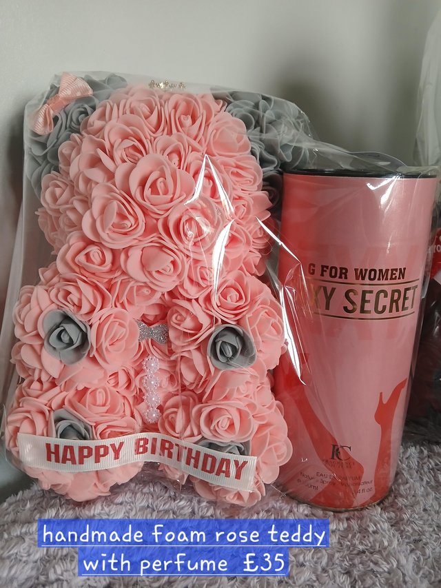 Handmade foam rose teddy with 100ml perfume — photo 2 of 3