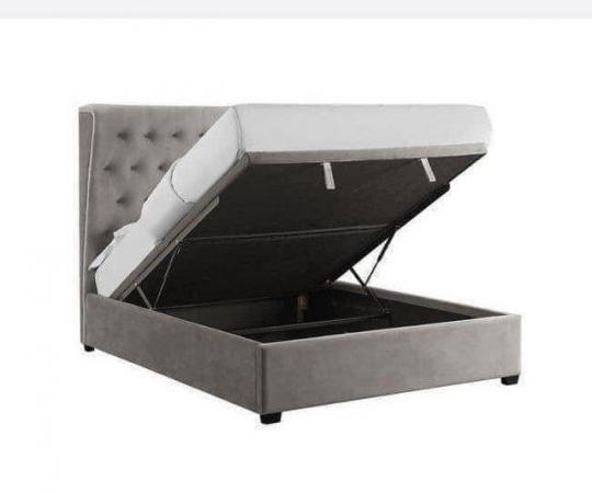 Image 1 of Double belgaevia grey ottoman bed frame