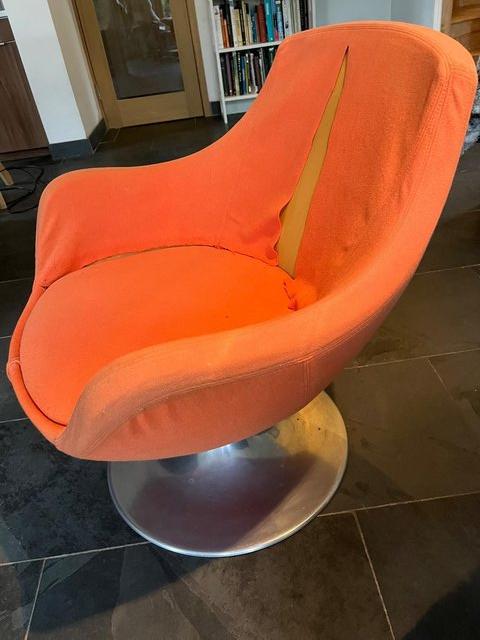 Preview of the first image of FREE Mid Century foam swivel chair re-upholstery project.