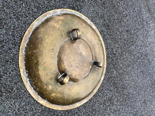 Preview of the first image of Antique Brass hand hammered fruit bowl.