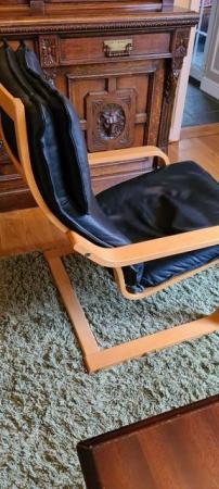 Image 2 of Leather and beech wood chair, lovely condition