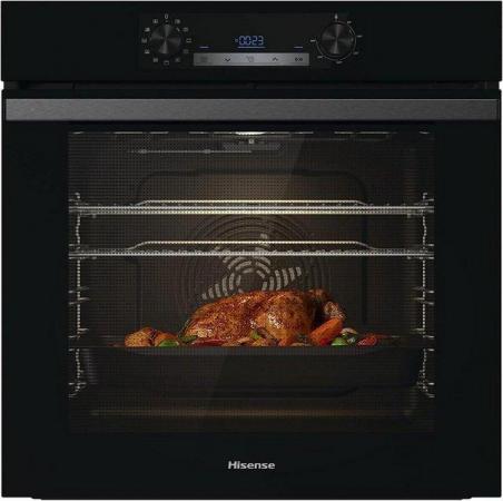 Image 1 of HISENSE BUILT IN SINGLE ELECTRIC OVEN-77L-STEAM CLEAN-BLACK