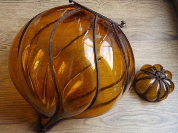 Image 2 of Large Vintage Amber Glass Light Shade